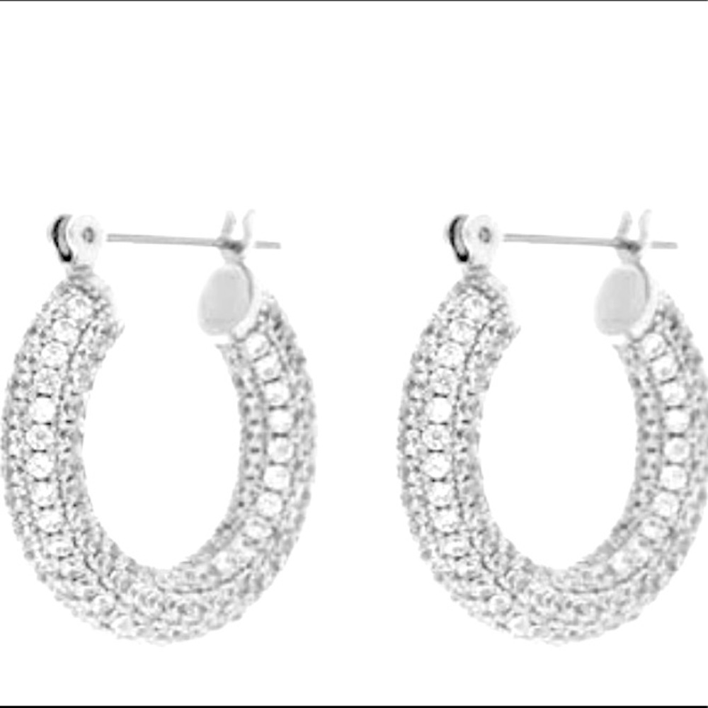 LUV AJ Pave Baby Amalfi Hoops - Silver